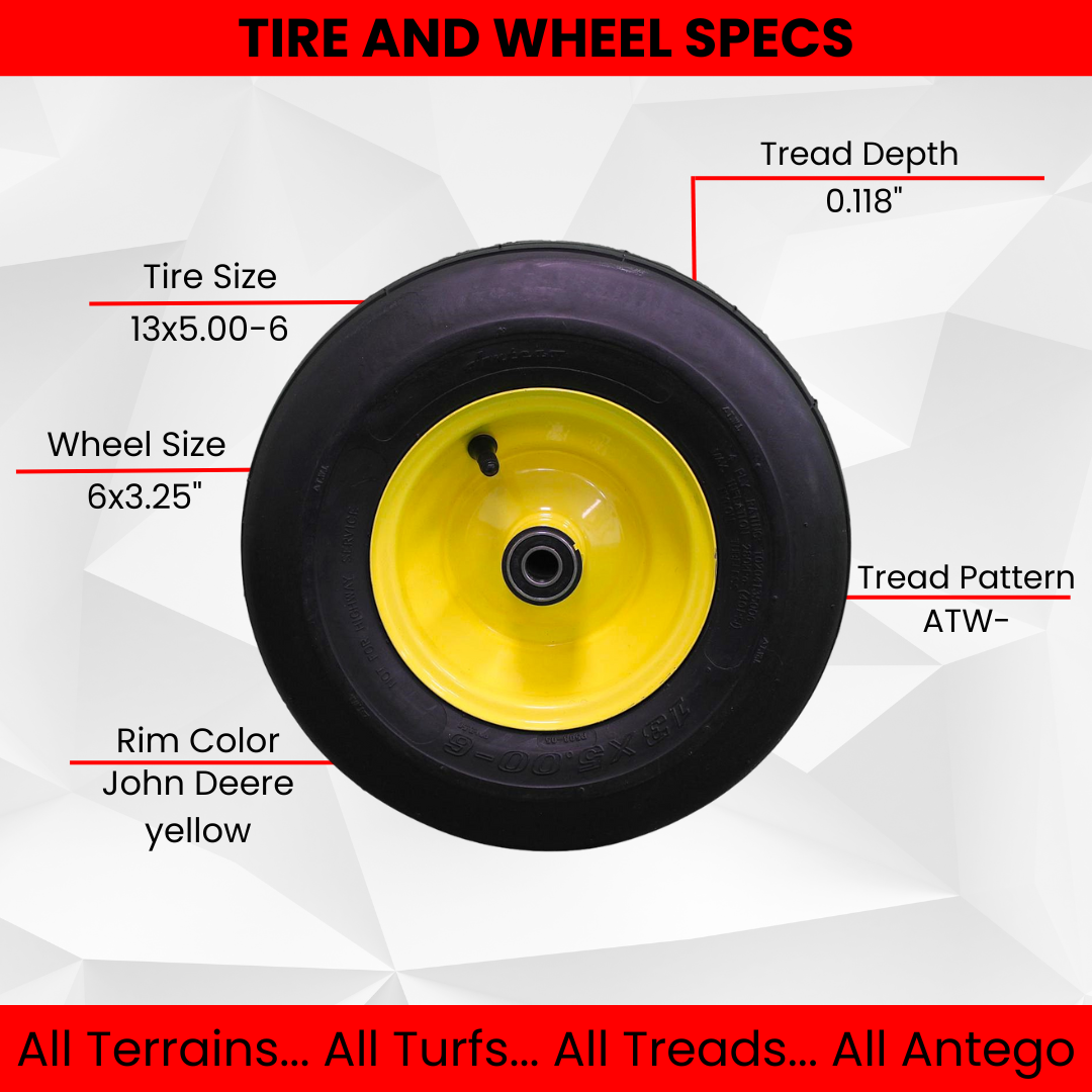 13x5.00-6  4 Ply Tires & 6x3.25 John Deere Wheels  for Lawn & Garden Mower Turf Tires (Set of 4)