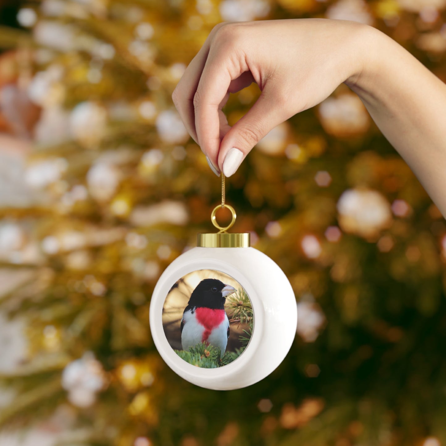 Rose-breasted Grosbeak - Christmas Ball Ornament