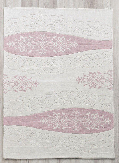 Vase 100% Cotton Washable Area Rug - Pink, White & Light Cream
