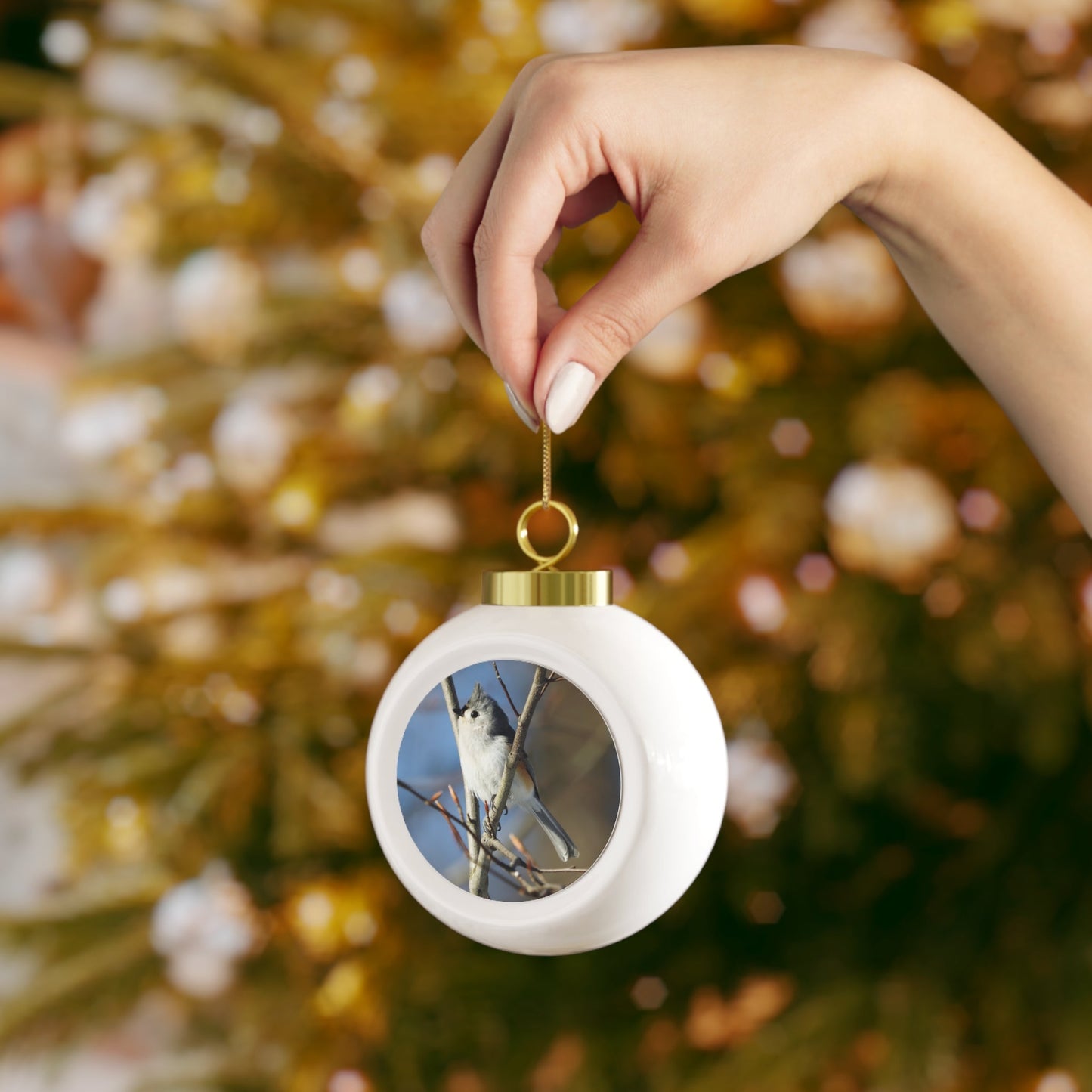 Tufted Titmouse - Christmas Ball Ornament