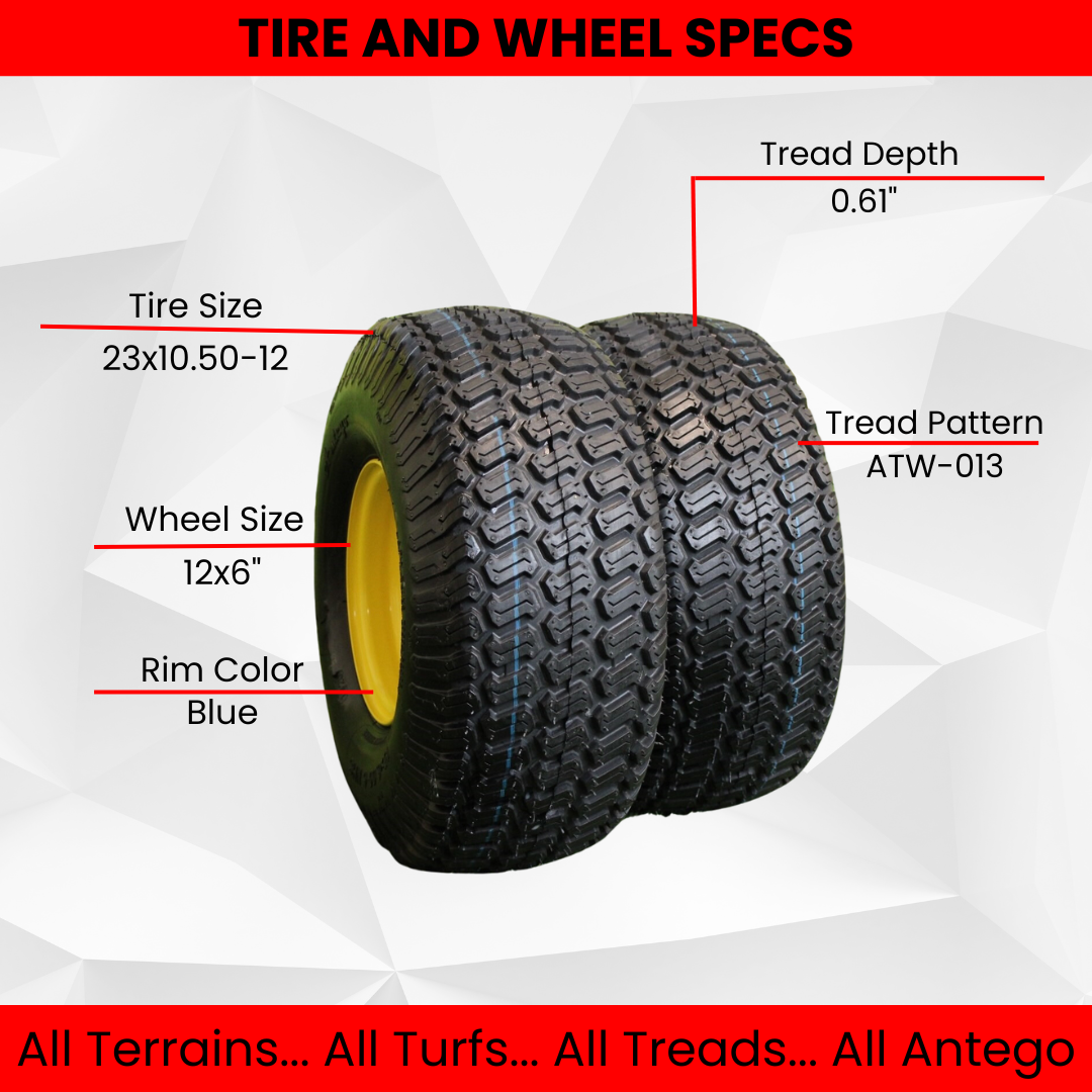 215/50-12 with 12x6 Glossy Black/Red Aluminum Wheel and Tire Assembly for Golf Cart (Set of 4)