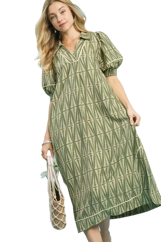 Umgee Geometric Print Midi Dress
