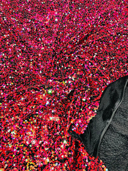 All-Over 5mm Shiny Sequins Stretch Velvet 54" Wide| New Creations Fabric & Foam Inc.