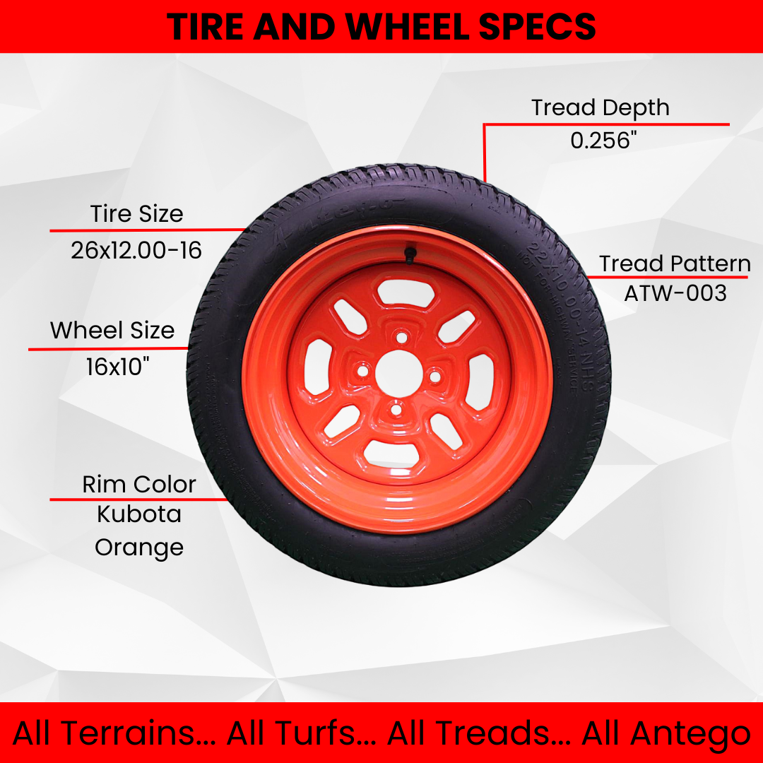22x10.00-14 Kubota Tire and Wheel Assemblies K3011-17200 (Set of Four)