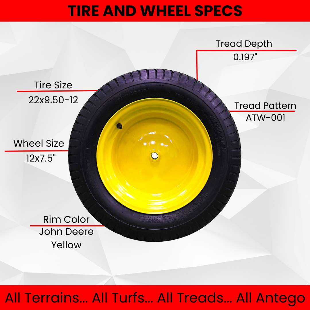 22x9.50-12 4 Ply Turf Tires & Wheels for John Deere Lawn & Garden Mower Turf Tires (Set of Four)