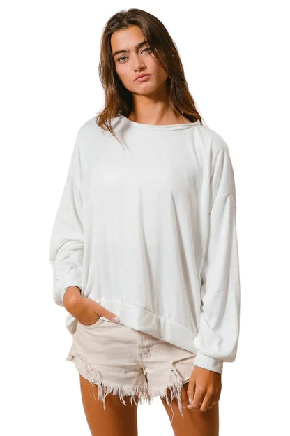 BiBi Loop Terry Pull Over With Cut Edge Band