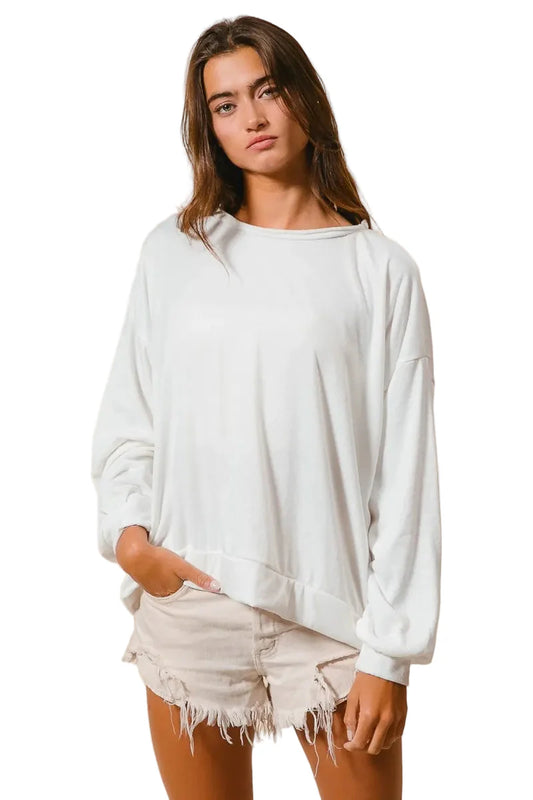 BiBi Loop Terry Pull Over With Cut Edge Band