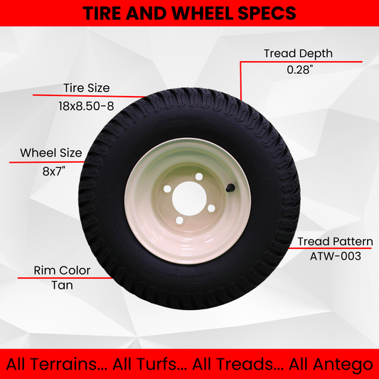 18x8.50-8 Beige Steel Lawn Mower Assemblies (Qty: 1) Compatible with Cub Cadet RZTL 2010-2018 RZTS 2010 and Newer Models