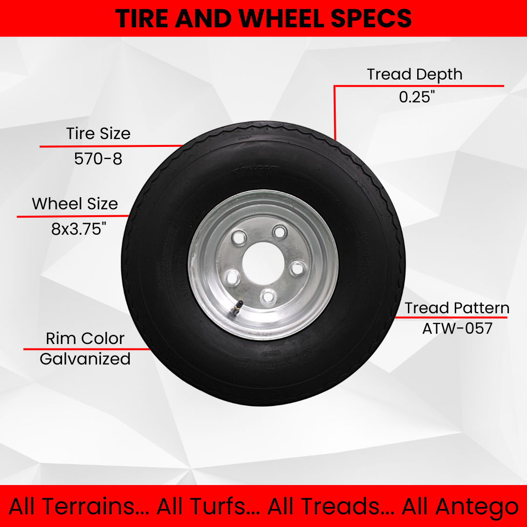 2-Pack Antego Trailer Tire On Rim 570-8 5.70-8 Load C 5 Lug Galvanized Wheel