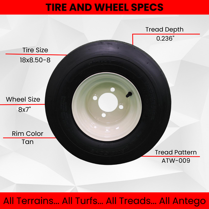 Set of Four 18x8.50-8 Tan Wheel Assemblies
