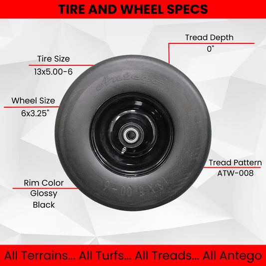 13x5.00-6 Black No Flat Front Solid Tire Puncture Proof Assembly (2 PACK) Replaces Ferris, Snapper Pro, Scag, Toro, Exmark, and Wright