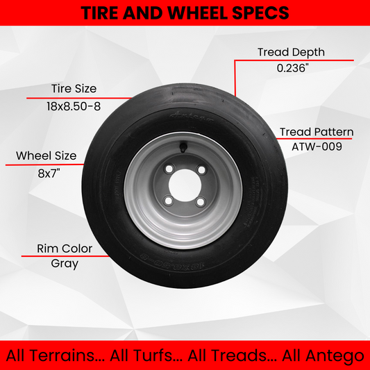 18x8.50-8 ATW-009 Gray Tire Assembly