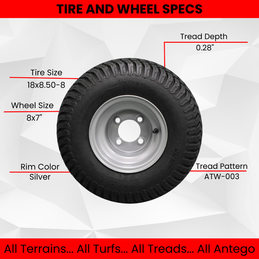 Set of Two 18x8.50-8 Gray Tire Assemblies