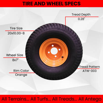 (Set of 2) 20x10.00-8 Tire & Wheel Assembly for Scag