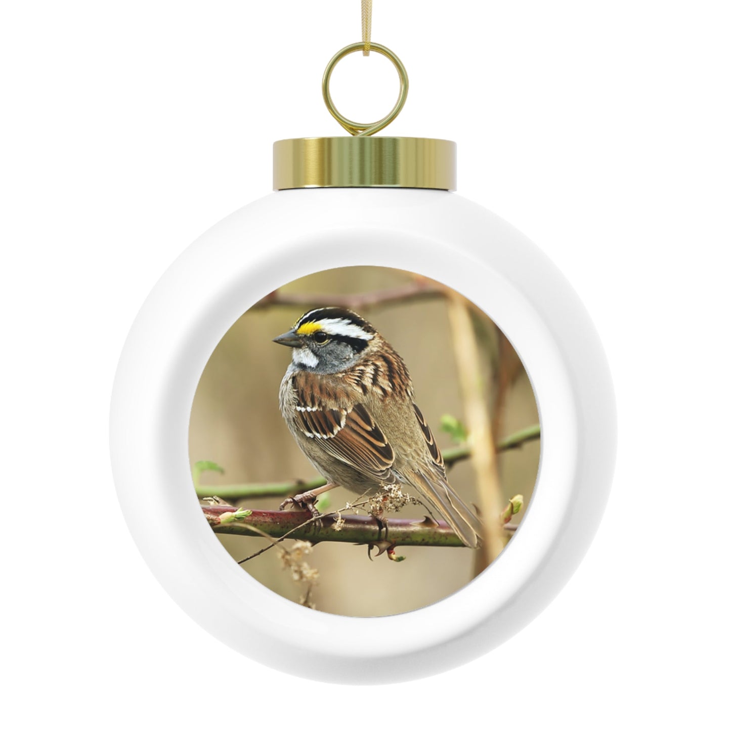 White-throated Sparrow - Christmas Ball Ornament