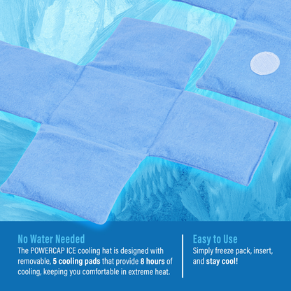 POWERCAP ICE Baseball Hat – Instant Cooling with Reusable Ice Packs UPF 50 Protection