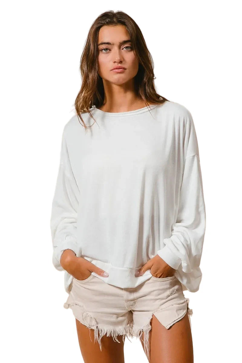 BiBi Loop Terry Pull Over With Cut Edge Band