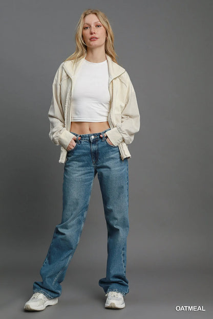 Umgee Two-Way Jacquard Zip-Up Jacket