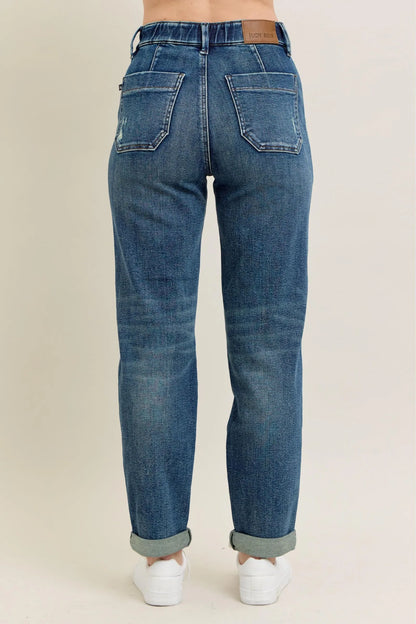 Judy Blue Full Size HW Vintage Wash Jeans w/ Drawstring Plus Size