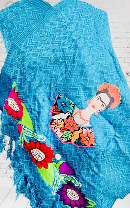 Frida Kahlo Embroidered Shawl Rebosos Bordados de Frida Kahlo con Imagen