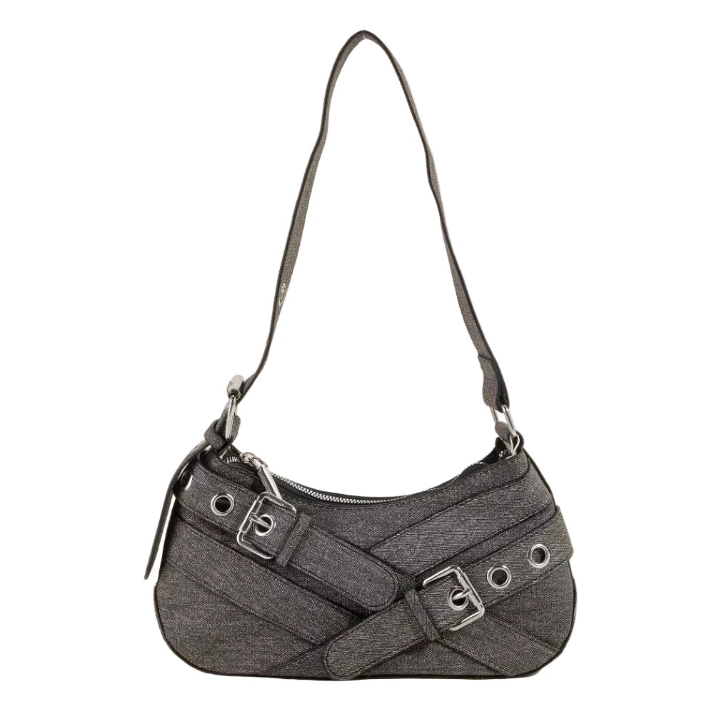 Fame Denim Belt Accent Shoulder Bag