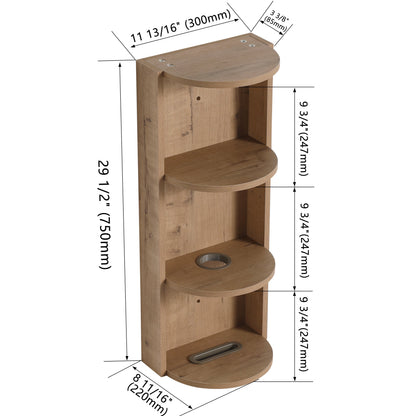 Modern Bathroom Wall-Mounted Storage Rack with Floating Design in Imitative Oak Plywood, 12 Inches