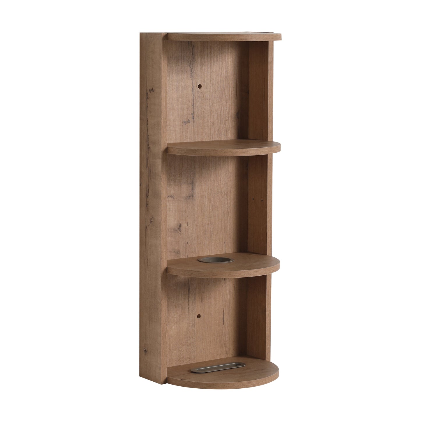 Modern Bathroom Wall-Mounted Storage Rack with Floating Design in Imitative Oak Plywood, 12 Inches