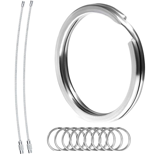 Biyrly Stainless Steel Round Keyrings 1.5-25mm Silver 10 Pack
