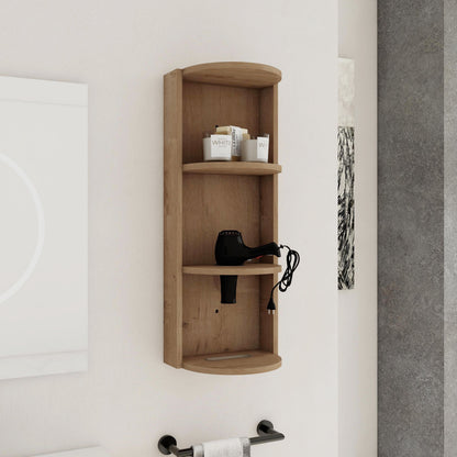 Modern Bathroom Wall-Mounted Storage Rack with Floating Design in Imitative Oak Plywood, 12 Inches