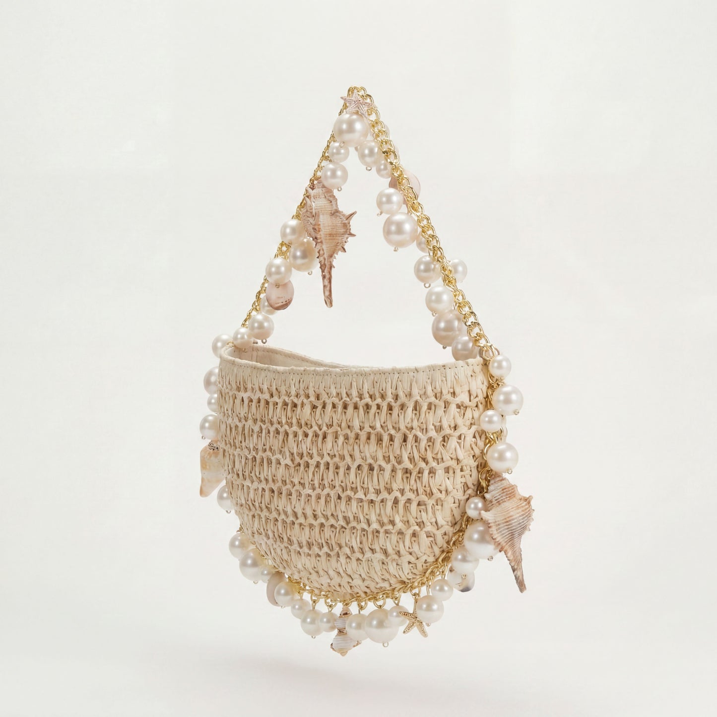 Mini Raffia Shell Bag - Sable Crème