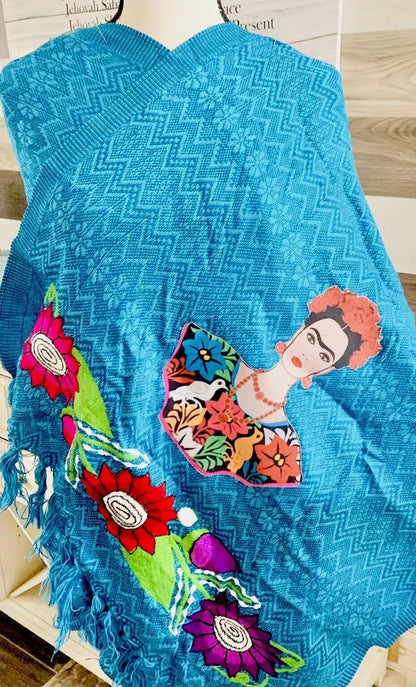 Frida Kahlo Embroidered Shawl Rebosos Bordados de Frida Kahlo con Imagen