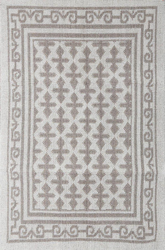 Pearl 100% Cotton Washable Bohemian Area Rug - Light Gray and Off-White