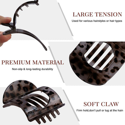 6 Pcs Flat Hair Clips Women Large Claw Clips Strong Hold No Slip Barrettes