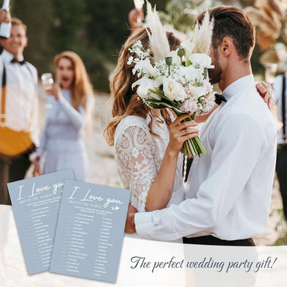 MBYHP I Love You Bridal Shower Game Cards 30 Pcs Blue Wedding Party