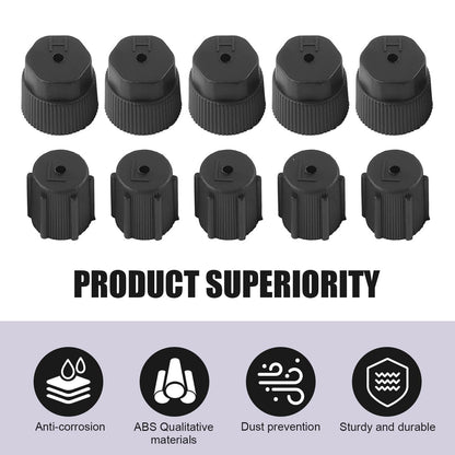 lekudo Car A/C Service Port Cap Kit 10pcs 0.5" Low & 0.6" High Pressure Black