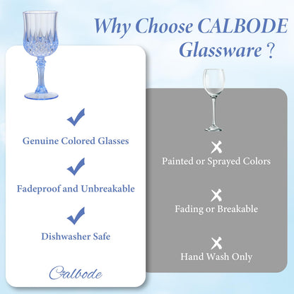 CALBODE Blue Plastic Wine Glasses Set of 12 7oz Unbreakable Reusable Dishwasher