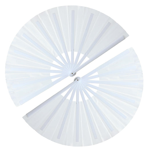GeGeYa 13inch Large Rave Popping Hand Fans Foldable White 2 Packs