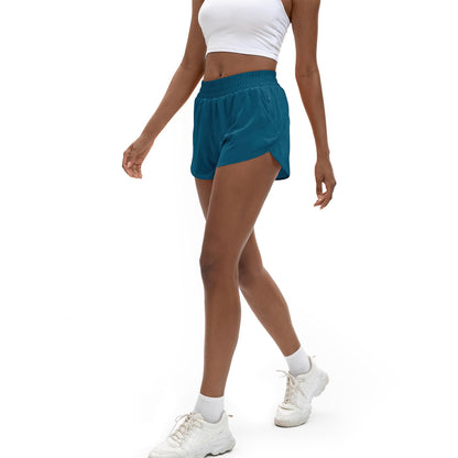 SAFWAK Women's High Waisted Running Shorts Quick Dry Zipper Pocket Turquoise L