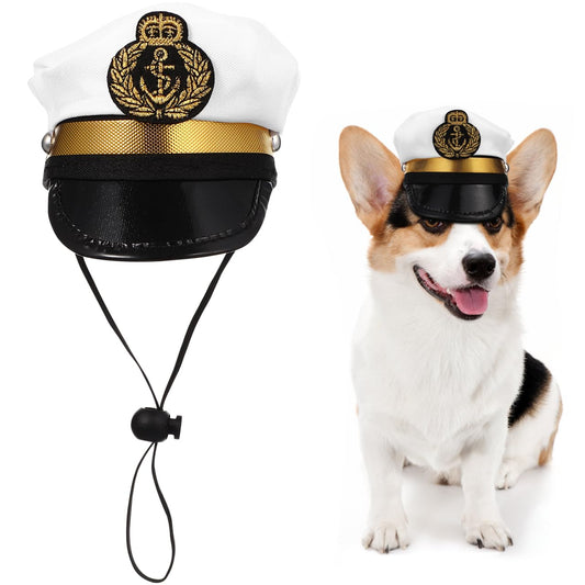 BESPORTBLE Small Dog Captain Sailor Hat Marine Admiral Costume Black