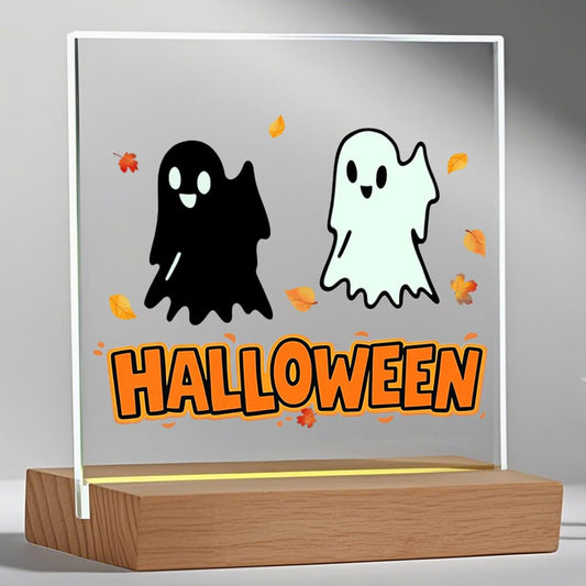 YouerCrystal Halloween Sign Colorful Glass Ghost Decor 3.94 Inch