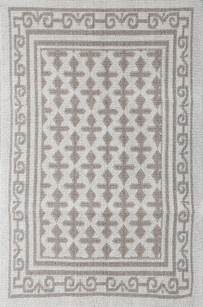 Pearl 100% Cotton Washable Bohemian Area Rug - Light Gray and Off-White