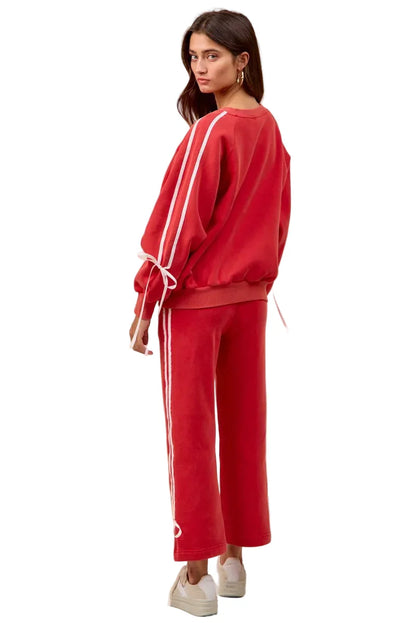BiBi Side Lined Bow Details Fleece Sweatpants