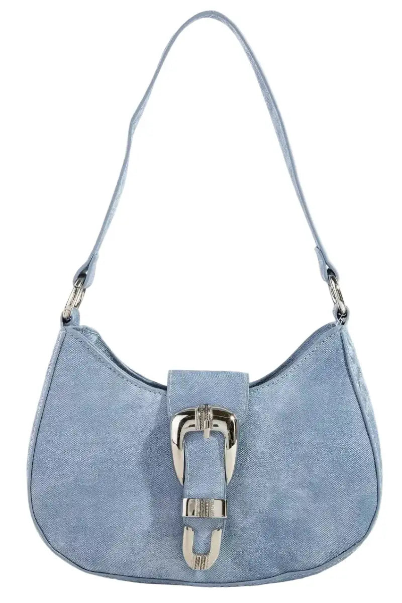 Fame Buckle Detail Hobo Shoulder Bag