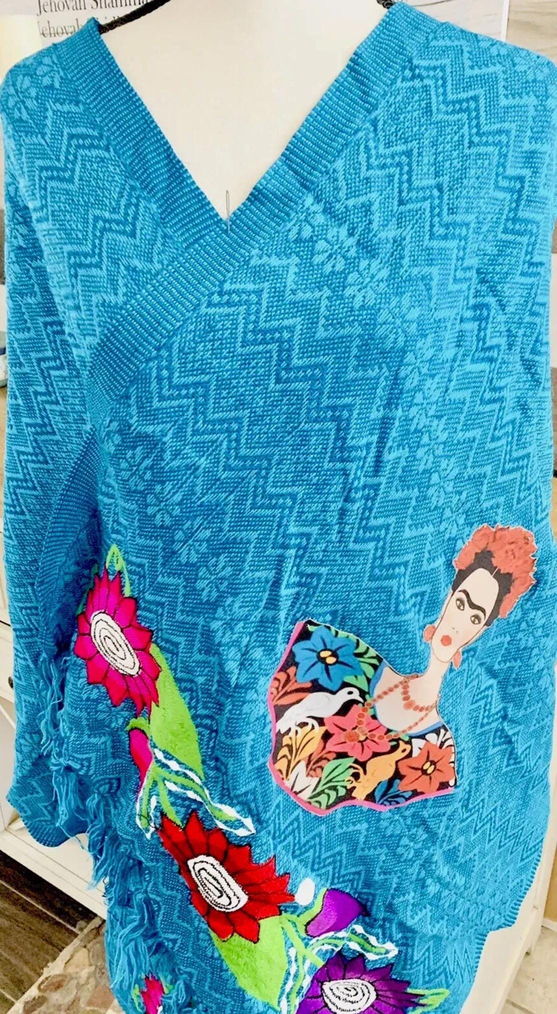 Frida Kahlo Embroidered Shawl Rebosos Bordados de Frida Kahlo con Imagen