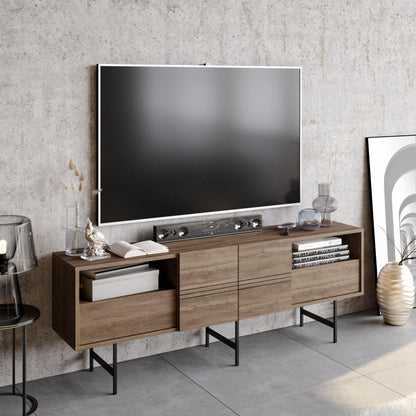Derin 71" Media Console and TV Stand with Cabinets and Shelves for TVs up to 80"