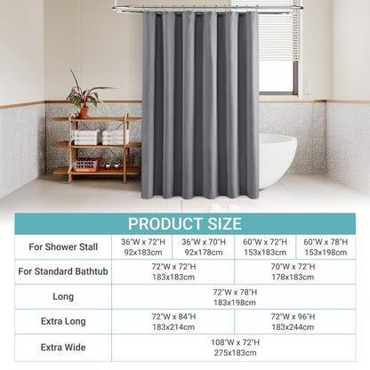 Jolilight Grey Linen Blend Shower Curtain Rustic Cottage 72x72 with Hooks