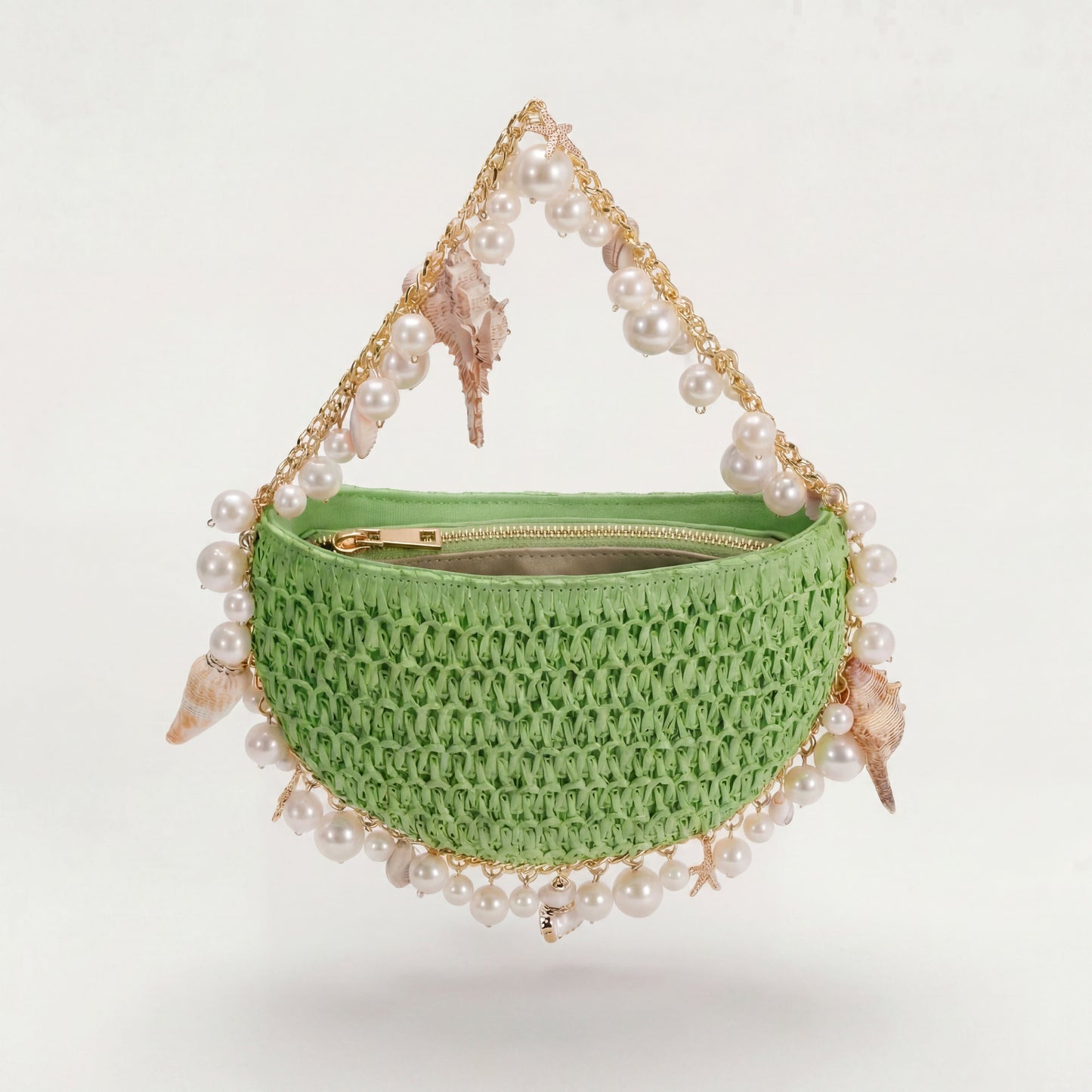 Mini Raffia Shell Bag - Coastal Mint