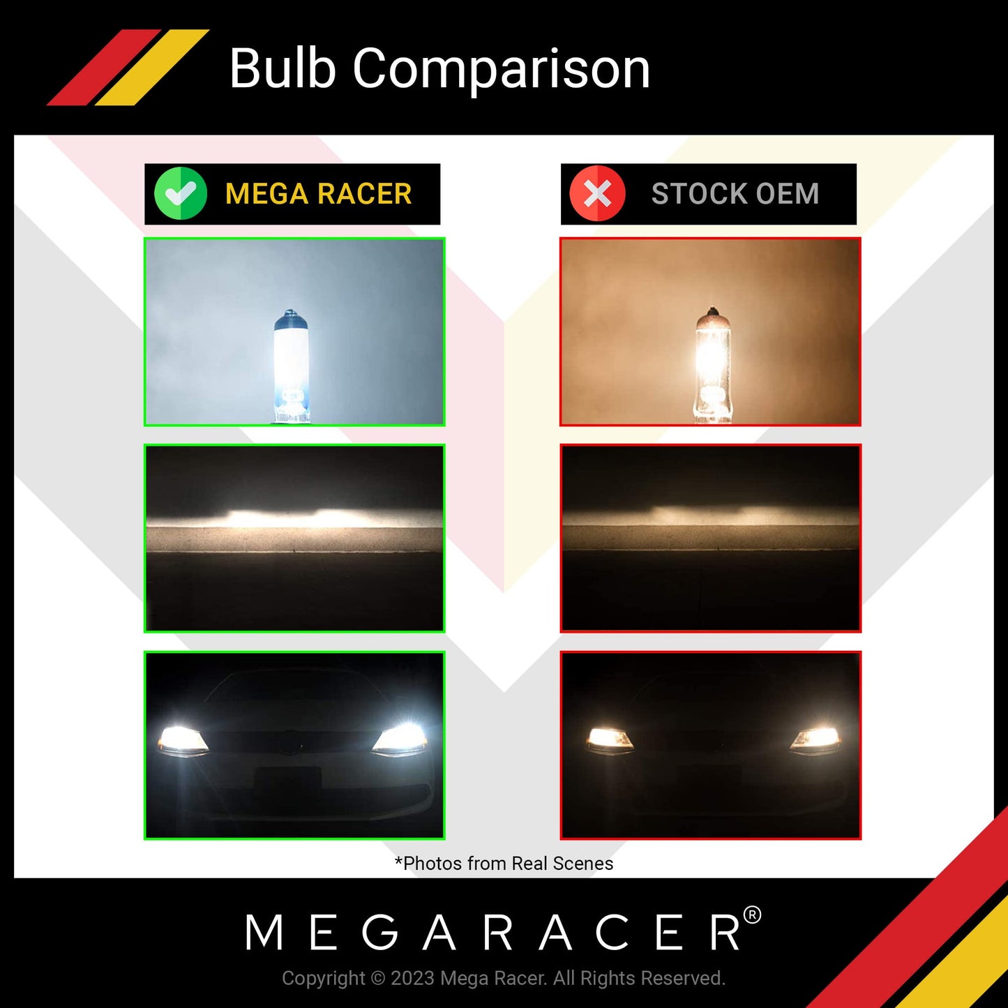 Halogen H7 55W 5000K White Headlight Bulbs Low & High Beam Pack of 4