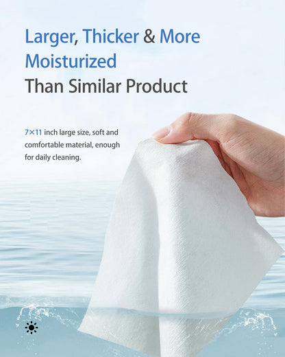 FUMMI 300 Pack Large Body Wipes Moisturizing No Rinse Bath Wipes Unscented