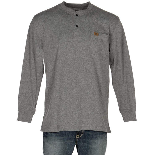 Wrangler Long Sleeve Henley, Charcoal Gray, X-Large Tall
